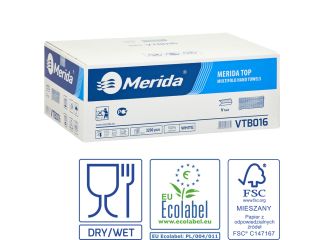 MERIDA TOP - interleaved paper towels, white, 2-ply, 3200 pcs. / carton